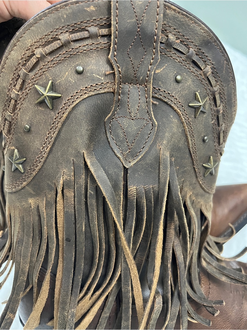 Dingo Hang Low Fringe Leather Short Heeled Women's Sz 8 Cowboy Boots Rodeo - Picture 11 of 12